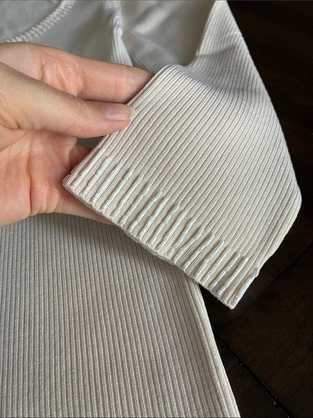 Cache Cream Ribbed Scoop-Neck Sweater - Picture 3 of 5